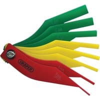 Draper Brake Pad Thickness Gauge with red, yellow, and green fan-shaped blades for measuring brake pad wear.