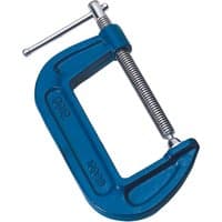 Blue Draper C Clamp, 100 x 60mm, with silver screw and handle, robust metal construction.
