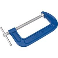 Blue Draper C Clamp, 150 x 70mm, with silver screw and handle, display packed.