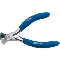 Draper Carbon Steel End Cutter, 105mm with blue rubber grips and polished silver cutting edges.