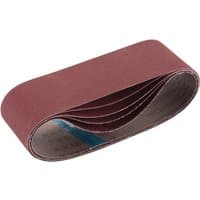 Draper cloth sanding belt, 75 x 533mm, maroon color, looped design, assorted grit, pack of 5.