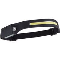 Black Draper head torch with COB LED strip, wave sensor, adjustable strap, and USB-C port.