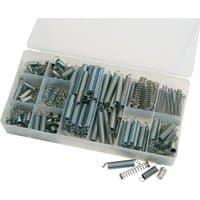 Draper 200-piece spring assortment in a clear plastic case with various sizes of metal compression and extension springs.