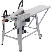 Draper Contractor's Saw, 315mm, 2000W, silver metal frame, large cutting table, safety guard, and adjustable blade.