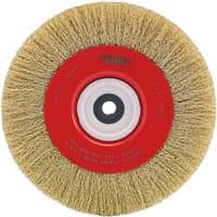Draper crimped steel wire brush, 200 x 25mm, with red center and dense golden bristles.