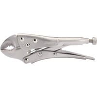 Silver Draper curved jaw self grip pliers, 140mm, with adjustable screw and locking mechanism.