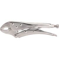 Silver Draper curved jaw self grip pliers, 220mm, with adjustable screw and locking mechanism.