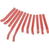 Red Draper cutter set, 8mm, 11-piece with straight and angled blades, arranged in a row.