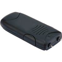 Black Draper Damp Detector with curved edges, vent-like grooves, and dual metal probes at one end.