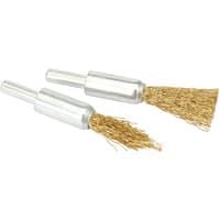 Draper Decarbonizing Brush Set, two silver brushes with brass bristles, cylindrical handles.