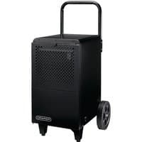 Black Draper DH50 industrial dehumidifier with handle, large wheels, and front grille.