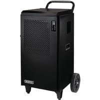 Black Draper DH70 industrial dehumidifier with vented front, handle, and two wheels for mobility.