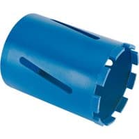 Blue Draper diamond core bit, 117 x 150mm, with slotted sides and segmented cutting edge.