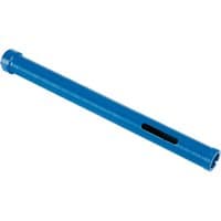 Blue Draper diamond core bit, 28 x 300mm, cylindrical with a slotted side opening and threaded end.