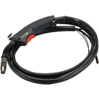Black Draper Direct Fit MIG Torch, 150A with red trigger and coiled cable.