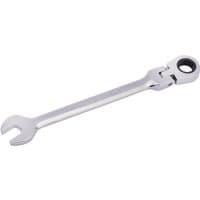 Silver Draper 11mm flexible head ratcheting spanner with open-end and box-end wrench, sleek and polished finish.