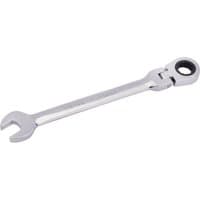 Silver Draper 14mm spanner with flexible head and ratcheting mechanism, featuring an open and ring end design.