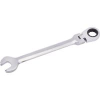 Silver Draper 18mm flexible head ratcheting spanner with open-end and ring head, polished chrome finish.