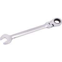 Silver Draper 19mm ratcheting spanner with flexible head and open-ended wrench on one side.