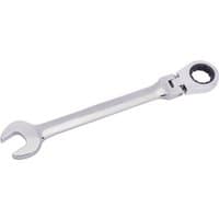 Silver Draper 21mm flexible head ratcheting spanner with open end and circular ratchet on opposite ends.