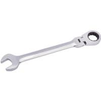 Silver Draper 22mm flexible head ratcheting spanner with open-end and ring head, polished finish.