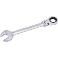 Silver Draper 25mm flexible head ratcheting spanner with open and ratchet ends, polished finish.