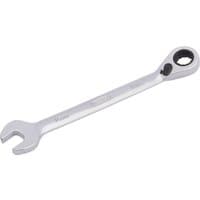 Silver Draper 10mm metric ratcheting spanner with open-end and reversible ratchet ring on opposite ends.