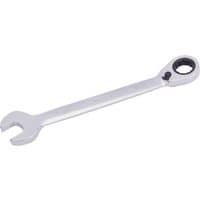 Silver Draper 18mm ratcheting spanner with open-end and reversible ratchet ring on opposite ends.