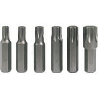 Draper TX-STAR T30 impact screwdriver bit, silver, hexagonal base, star-shaped tip, durable steel construction.