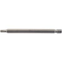 Silver Draper TX-STAR insert bit, 1/4" hex, 100mm long, T25 size, with a star-shaped tip and hexagonal base.