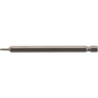 Draper TX-STAR Insert Bit, 100mm long, silver, 1/4" hex shank, T7 size, slim cylindrical design.