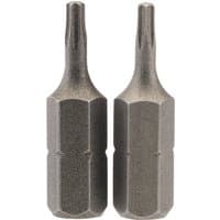 Draper TX-STAR Insert Bit, 1/4" hex, 25mm long, T8, pack of 2, metallic finish, hexagonal base, pointed tip.