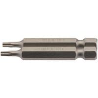 Draper TX-STAR Insert Bit, 1/4" hex, 50mm long, T10, silver, dual-ended, pack of 2, with textured grip.