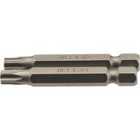 Draper TX-STAR Insert Bit, 1/4" hex, 50mm long, T30, silver, pack of 2, with star-shaped tip and hexagonal base.