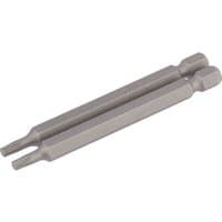 Draper TX-STAR Insert Bit, 1/4" hex, 75mm long, T15, silver, pack of 2, hexagonal ends, star-shaped tip.