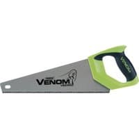 Draper Venom toolbox saw, 350mm, 7tpi/8ppi, with green and black ergonomic handle and silver blade.