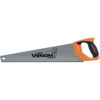 Draper Venom handsaw, 500mm, silver blade, orange and black handle, 7tpi/8ppi, with logo on blade.