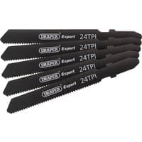 Draper DT118A Jigsaw Blade Set, 92mm, 5 black blades with 24 TPI, labeled "Draper Expert" in white text.