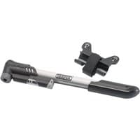Draper Dual Connector Bicycle Hand Pump, silver and black with mounting bracket and ergonomic handle.