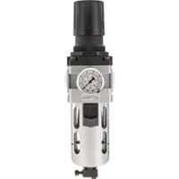 Draper Expert 1/2" BSP filter/regulator unit, silver body, black top, pressure gauge, and adjustment knob.