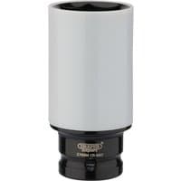 Draper Expert 27mm wheel nut socket, silver body, black base, designed for alloy wheels, with HI-TORQ branding.