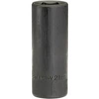 Black Draper Expert deep impact socket, 21mm, cylindrical shape with engraved size marking.