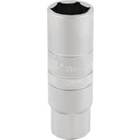 Silver Draper Expert spark plug socket, 6-point satin chrome finish, 10mm thread, 3/8" square drive, 16mm size.