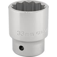 Silver Draper Expert 12 point socket, 3/4" square drive, 33mm size, with engraved measurements and smooth finish.