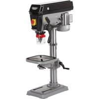 Draper Expert 16 Speed Bench Drill, 650W, black and silver with adjustable table and safety switch.