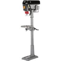 Draper Expert floor-standing drill, 16-speed, 650W, with a black motor housing, adjustable table, and sturdy base.