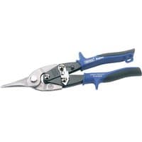 Draper Expert 250mm aviation shears with blue and black handles, silver blades, and compound action mechanism.