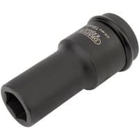 Black Draper Expert deep impact socket, 19mm, with 3/4" square drive and Hi-Torq 6-point design.