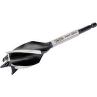 Draper Expert 4 fluted auger bit, 32 x 165mm, silver shaft, black spiral flutes, pointed tip.