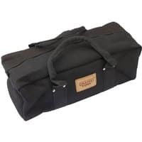 Black Draper Expert canvas tool bag, 460mm, with dual handles, reinforced corners, and a brown logo patch.